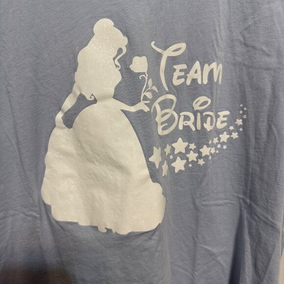Team Bride T-Shirt Belle Beauty and Beast Large Blue Cotton Short Sleeve - Picture 2 of 7